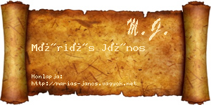 Máriás János névjegykártya